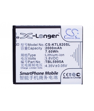 3.8V 2Ah Li-ion battery for K-Touch L820