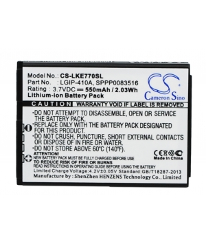 3.7V 0.55Ah Li-ion battery for LG 278A