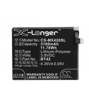 3.8V 3.1Ah LiPo battery for MeiZu M1