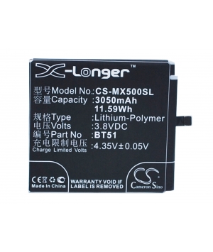 3.8V 3.05Ah LiPo battery for MeiZu M575 Dual SIM