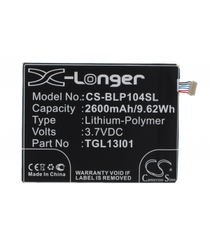 Battery 3.7V 2.6Ah LiPo TLG15G08 for Wiko Darkside