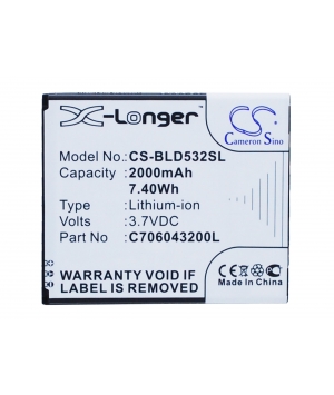 3.7V 2Ah Li-ion battery for BLU D532