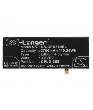 3.8V 2.7Ah LiPo battery for Coolpad 8690