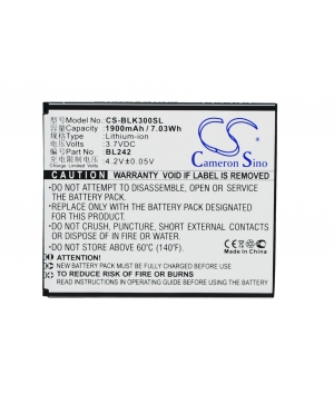 3.7V 1.9Ah Li-ion battery for LENOVO A6000