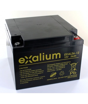 Batterie Plomb 12V 26Ah EXALIUM (166X175X125) M5 (EXAL26-12) 