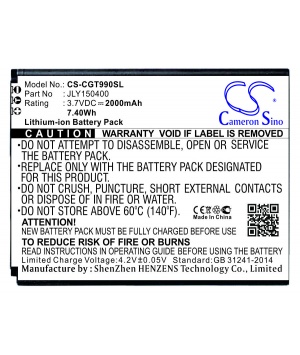 3.7V 2Ah Li-ion battery for Smartphone Cubot GT99, P5
