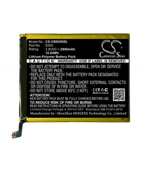 3.8V 2.8Ah Li-Po battery for Smartphone Cubot S550