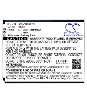 3.7V 2.1Ah Li-ion battery for Cubot S222