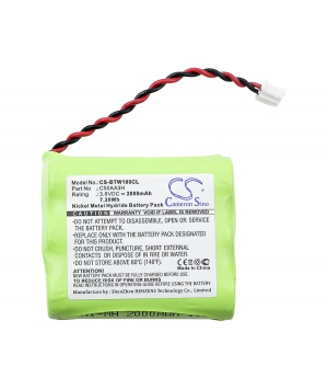 Battery 3.6V 2Ah Ni-Mh for phone BT Airway