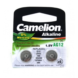 Blister 2 batteries alkaline 1.5V AG 12 / LR43 / 386 / 186