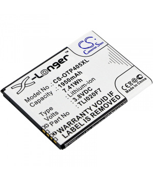 3.8V 1.95Ah Li-ion battery for Alcatel One Touch Pixi 4 5