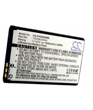 Batería 3.7V 1.05Ah Li-ion para Philips AVENT SCD600