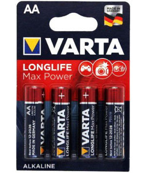 Pack de 4 pilas tamaño AA alcalinas LR6 Longlife Max Power Varta