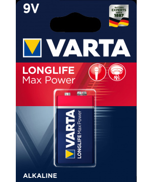Alkaline battery 9V 6LR61 Longlife Max Power Varta