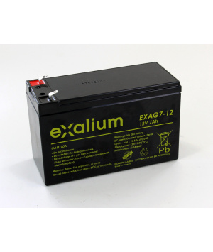 Batterie Plomb 12V 7Ah EXALIUM (151X65X94) F1 (EXAG7-12) 