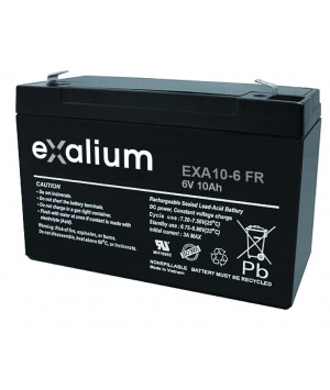 Batterie Plomb 6V 10Ah EXALIUM (151X50X100) F1 (EXA10-6FR) 