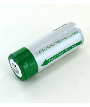 Batterie 3.2V 3Ah Li-FePo4 26650 pour torche I9R Iron Led Lenser