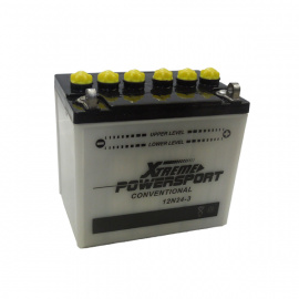 Batterie Plomb 12V 24Ah (186x125x176) +D Démarrage Moto (A) (12N243) (12N24-3)