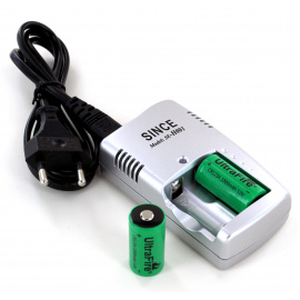 3V charger for CR123A rechargeable + 2 ICR123A 3V 1000mAh
