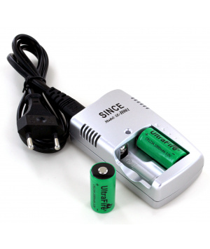 3V charger for CR123A rechargeable + 2 ICR123A 3V 1000mAh