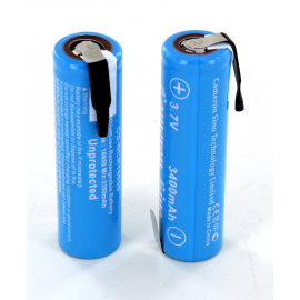 Lot de 2 Accus Li-Ion 3.6V 3.4Ah NCR18650 avec cosses à souder HBG