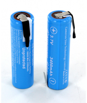 Set of 2 batteries Li-ion 3.7V 3.4Ah NCR18650 with lugs to be welded