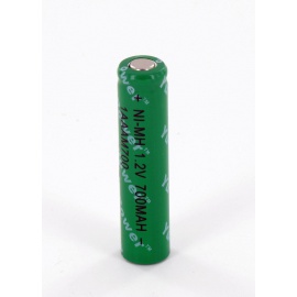 Accu Yuasa AAA 1.2V 700mAh NiMh flat top 1AAAM700 + cosses à souder opposées