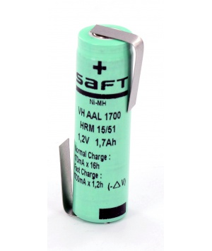 Accu Saft R6 1.2V VH AAL 1700 NiMh - vainas de soldadura opuestas