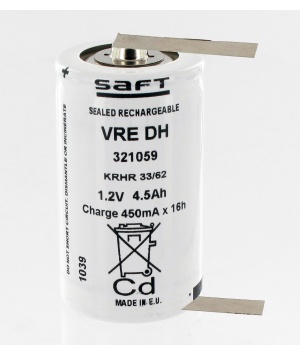 Elément Ni-Cd 1.2V 4,5Ah VRE DH 4500 + cosses CLG (792197)