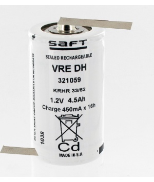 Elément Ni-Cd 1.2V 4,5Ah VRE DH 4500 + cosses HBG (792197)