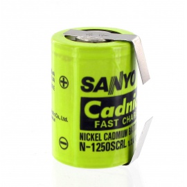 Accu Sanyo 1.2V 1250mAh NiCd - vainas de soldadura