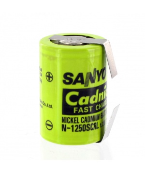 Accu Sanyo 1.2V 1250mAh NiCd + cosses à souder