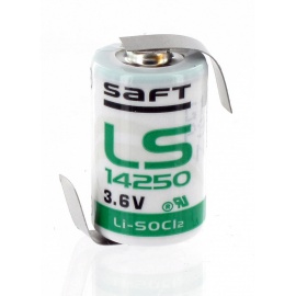 Pile lithium 3,6V 1,2Ah 1/2AA Saft LS14250 + cosses HBG