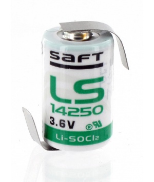 Batería de litio Saft 3.6V - 1/2AA LS14250 - Vainas de soldadura opuestas