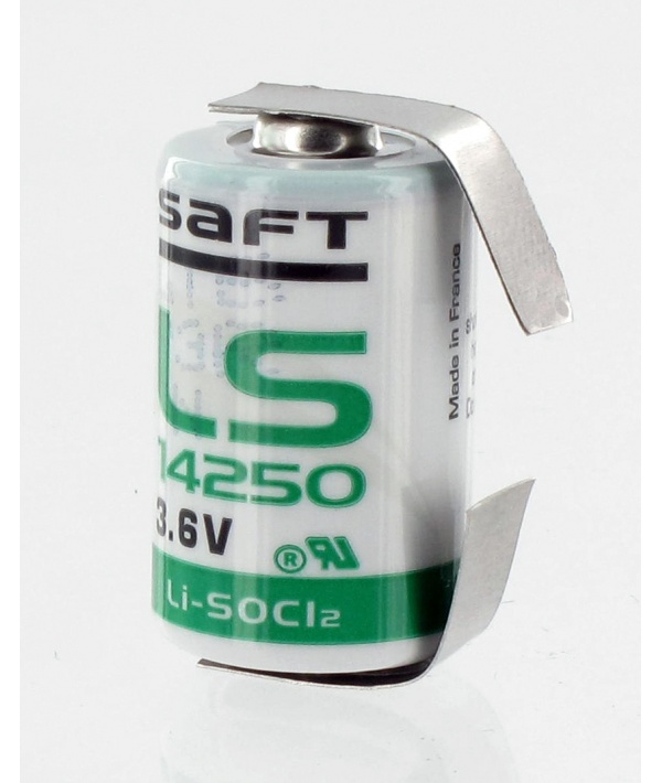 Pile Lithium Saft 3.6V - 1/2AA LS14250 + cosses à souder