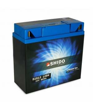 Batterie moto LiFePO4 12.8V 7.5AhAh Shido 51913