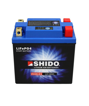 Batteria moto LiFePO4 12.8V 4Ah 240A Shido LTX14AHL-BS Q