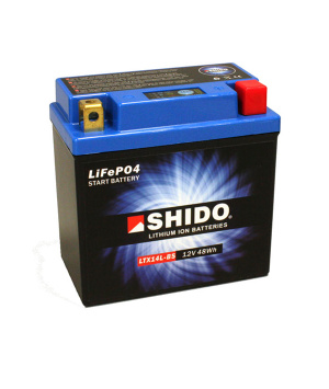 Batterie moto LiFePO4 12.8V 4Ah 240A Shido LTX14L-BS