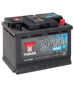 Lead battery start 12V 60Ah 640A 'D AGM Start Stop Yuasa YBX9027