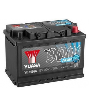 Batterie plomb démarrage 12V 70Ah 760A +D AGM Start Stop Yuasa (YBX9096)