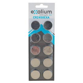10 Lithium 3V CR2450 Exalium Batteries