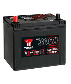 Batterie démarrage plomb 12V 60Ah 500A SMF Yuasa YBX3014