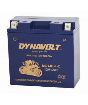 Batterie démarrage Moto plomb nano gel 12V 12Ah étanche MG14B-4-C Dynavolt