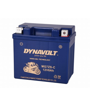 Batterie démarrage moto plomb Nano gel 12V 6Ah MG7ZS-C Dynavolt
