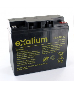 Batterie plomb Exalium 12V 18Ah EXA18-12FR