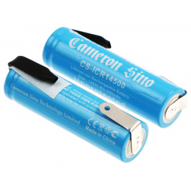 2 Accus Li-Ion 3.7V 700mAh ICR14500 ohne Schutz + Hülsen