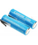 Set of 2 Li-Ion Batteries 3.7V 700mAh ICR14500 without protection + soldering lugs