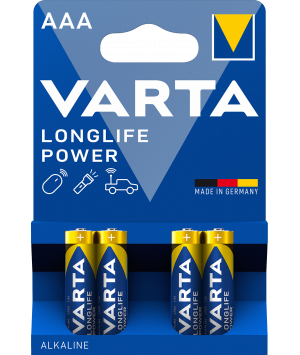 Pack 4 AAA alcaline LR03 Longlife Power Varta