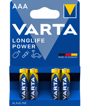 Pack 4 AAA alcalinas LR03 Longlife Power Varta