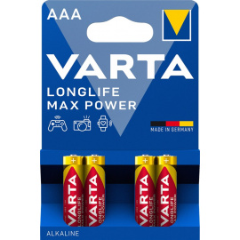 Blister 4 piles alcalines 1,5V LR03 Longlife Max Power Varta (4703101404)